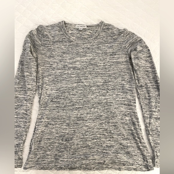 James Perse Crew Neck Long Sleeve T-Shirt - Salt & Pepper Gray - Picture 3 of 4